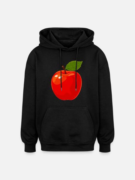 red apple - Oversized Unisex Hoodie - black