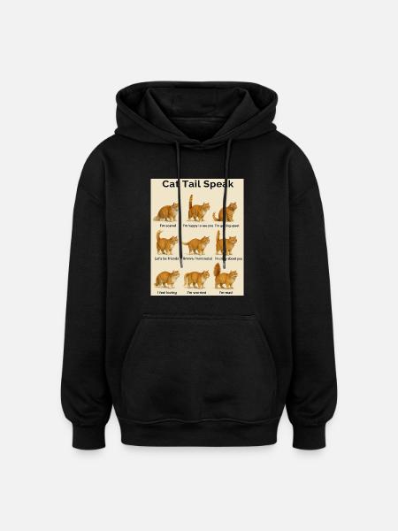 Chat - Sweat à capuche oversize unisexe - noir
