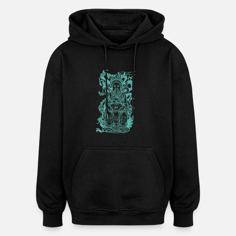 manière asiatique - Sweat à capuche oversize unisexe - noir