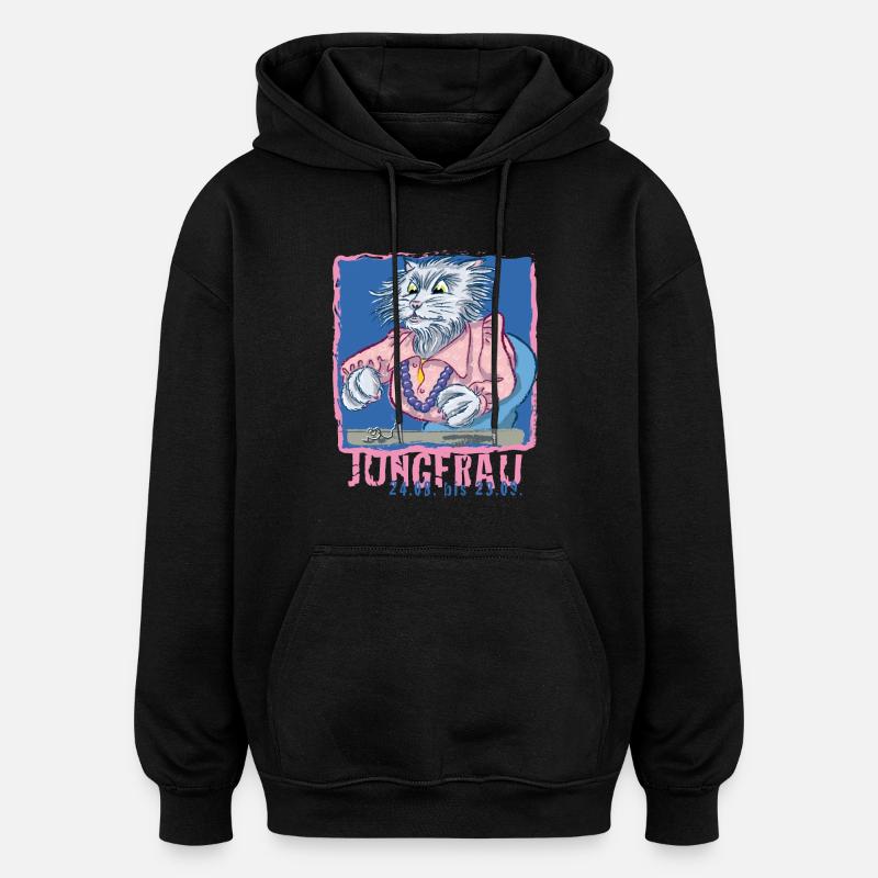 Signe du zodiaque - Vierge - Sweat à capuche oversize unisexe - noir