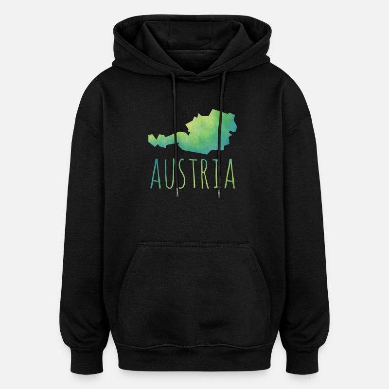 austria - Sweat à capuche oversize unisexe - noir