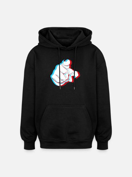 I want YOU - 3D finger - Oversized Unisex Hoodie - black