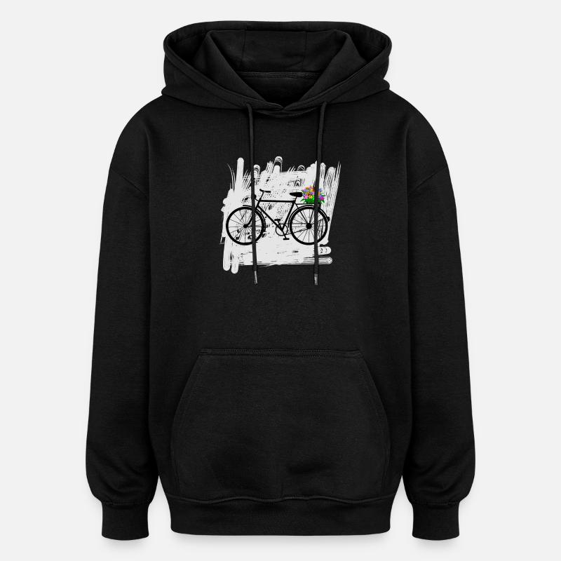 fahrrad blumen radfahrer - Oversized Unisex Hoodie - Schwarz