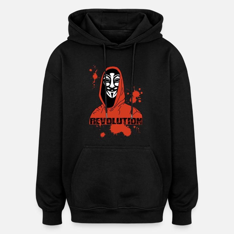 Anonymous et révolution rouge - Sweat à capuche oversize unisexe - noir