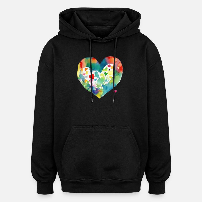 Cœur - Sweat à capuche oversize unisexe - noir