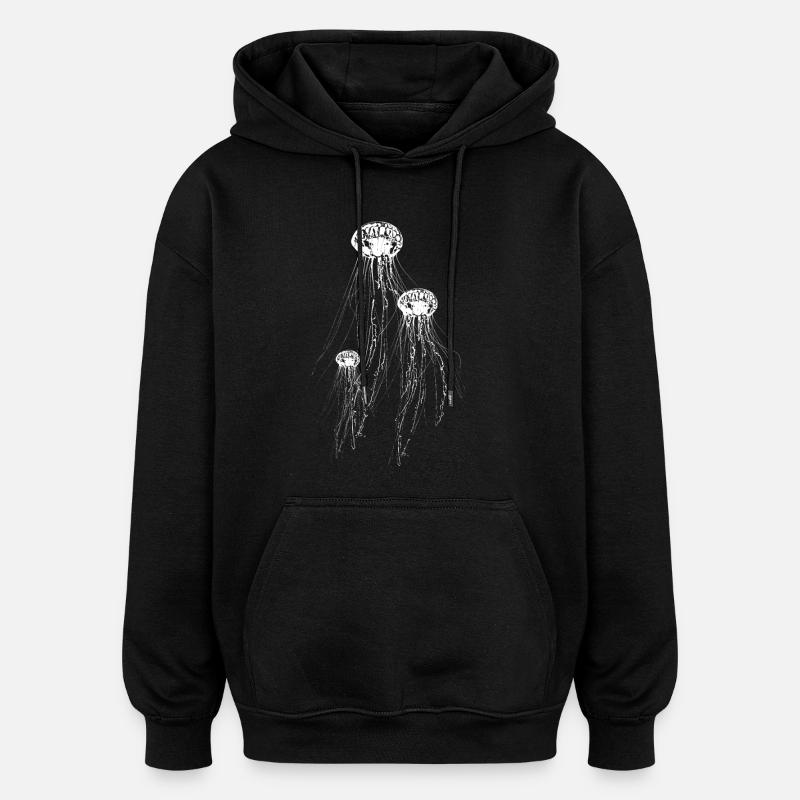 Qualle - Oversized Unisex Hoodie - Schwarz