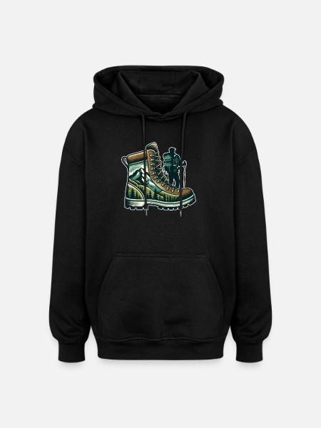 Buty trekkingowe górskie Randonneur - Bluza z kapturem oversize typu unisex - czarny