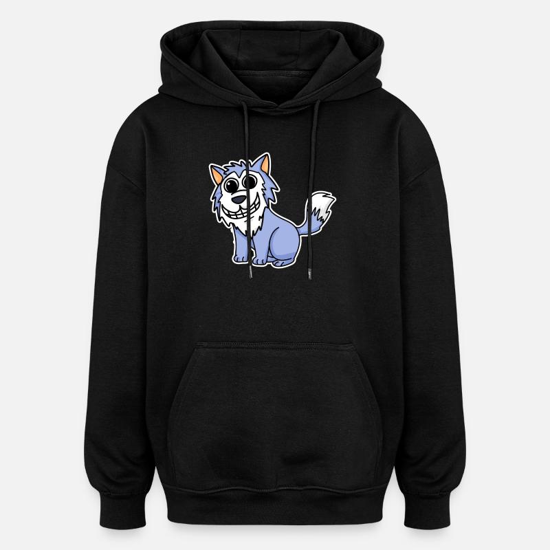 Wolf - Oversized Unisex Hoodie - Schwarz