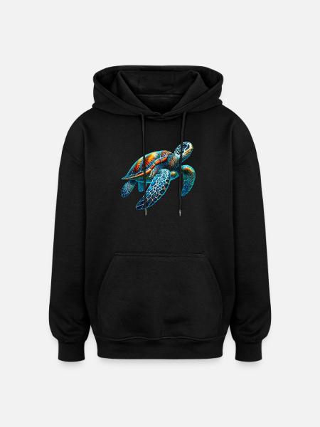 Tortue - Sweat à capuche oversize unisexe - noir