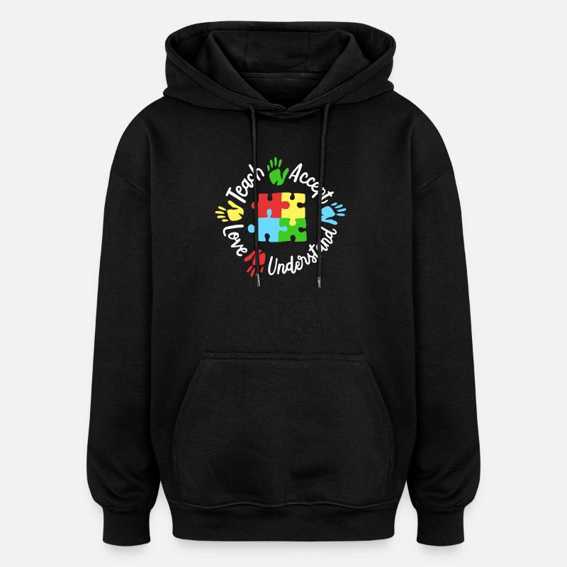 Autismus Bewusstsein Lehrer - Oversized Unisex Hoodie - Schwarz