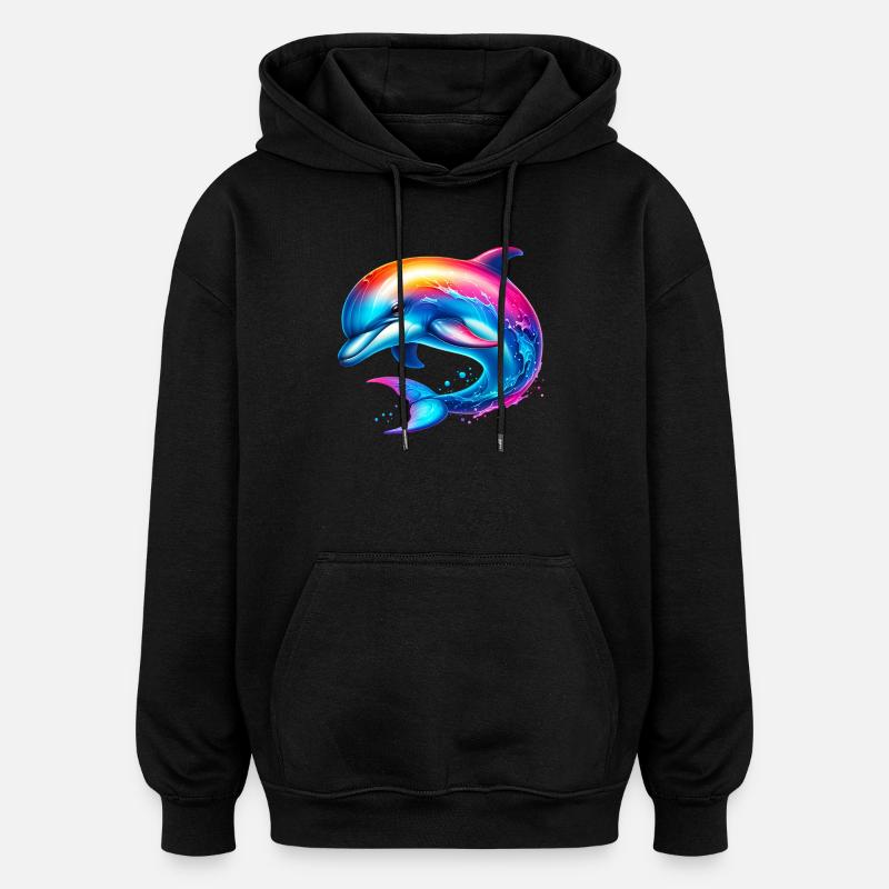 Delfin - Oversized Unisex Hoodie - Schwarz