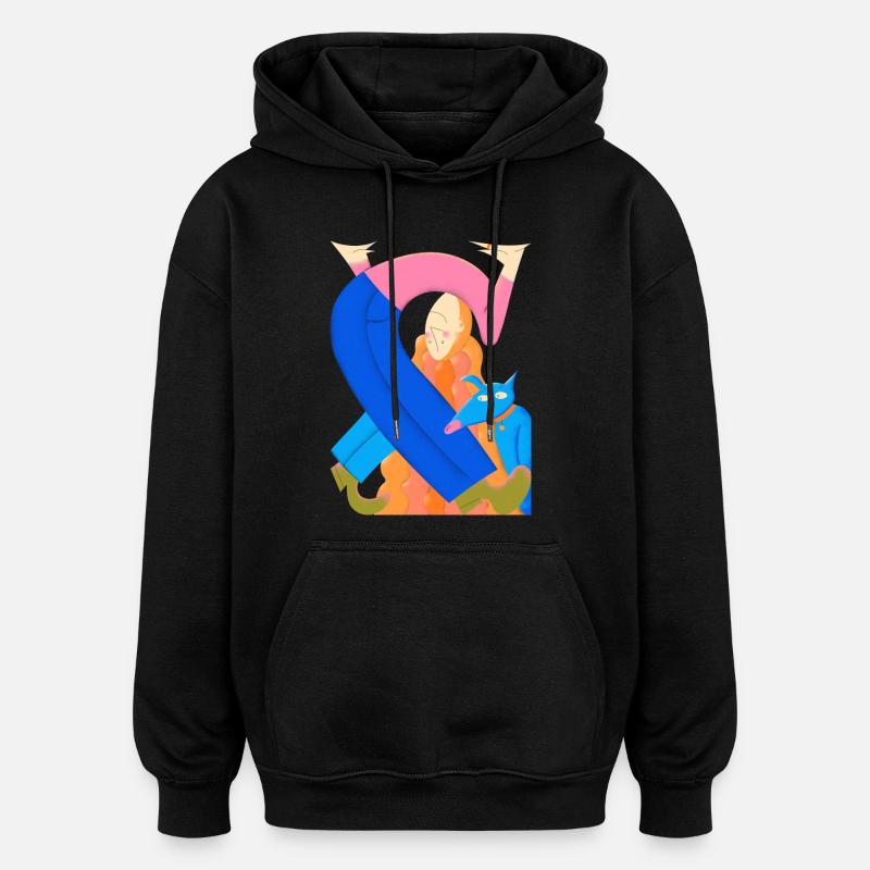 Noué de vie - Sweat à capuche oversize unisexe - noir