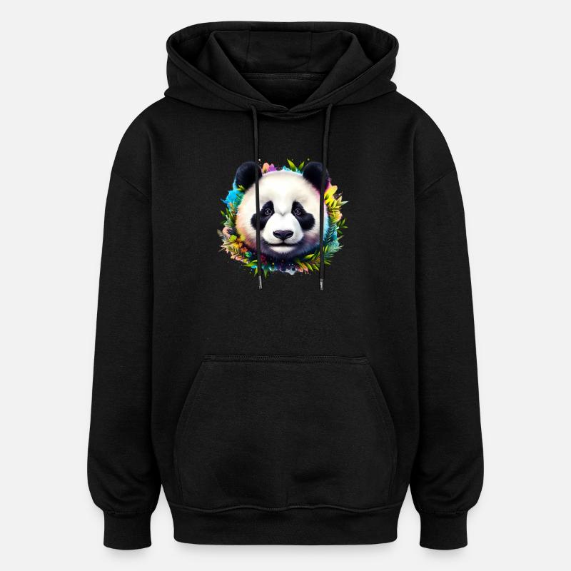 Panda - Sweat à capuche oversize unisexe - noir