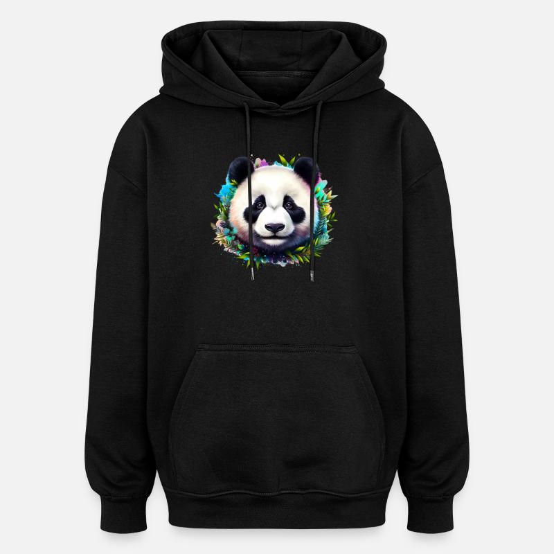 Panda - Sweat à capuche oversize unisexe - noir