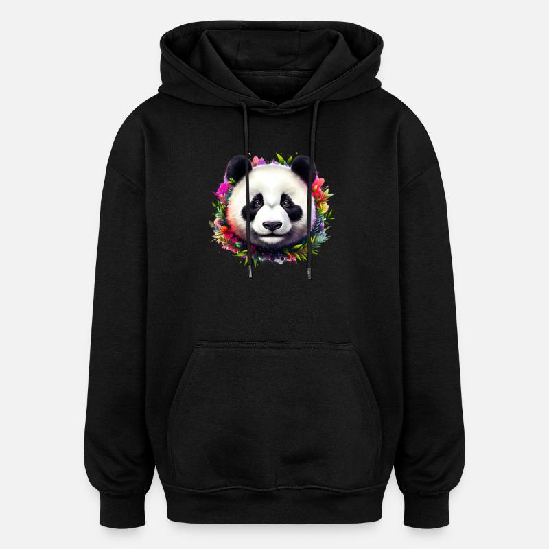 Panda - Sweat à capuche oversize unisexe - noir
