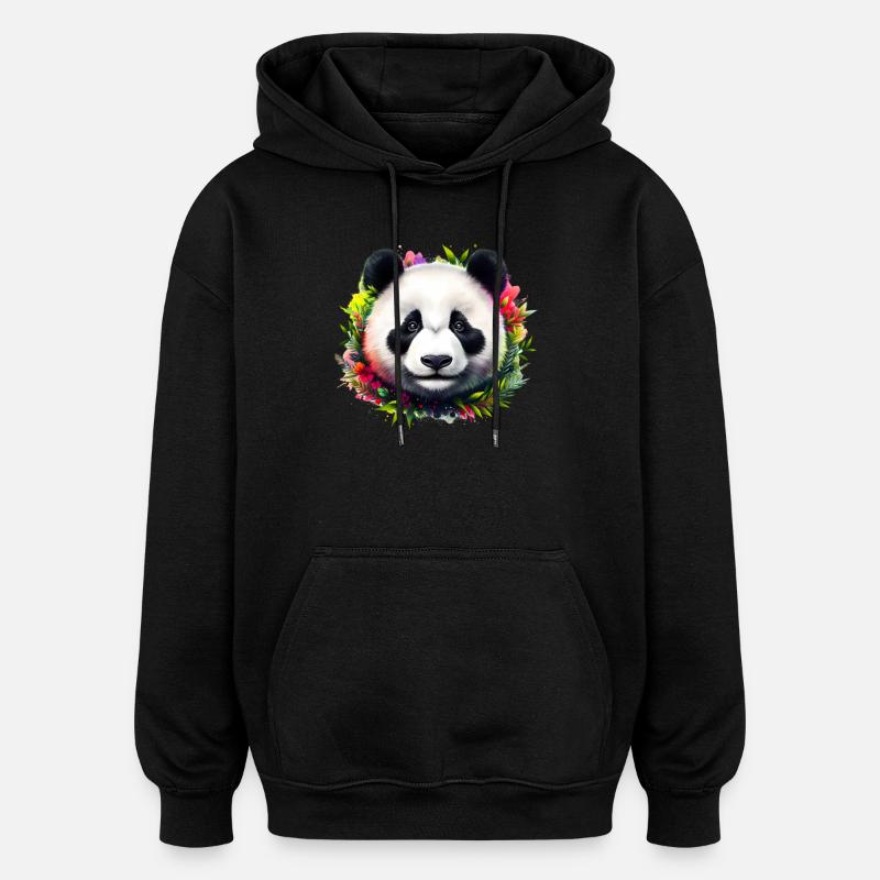 Panda - Sweat à capuche oversize unisexe - noir