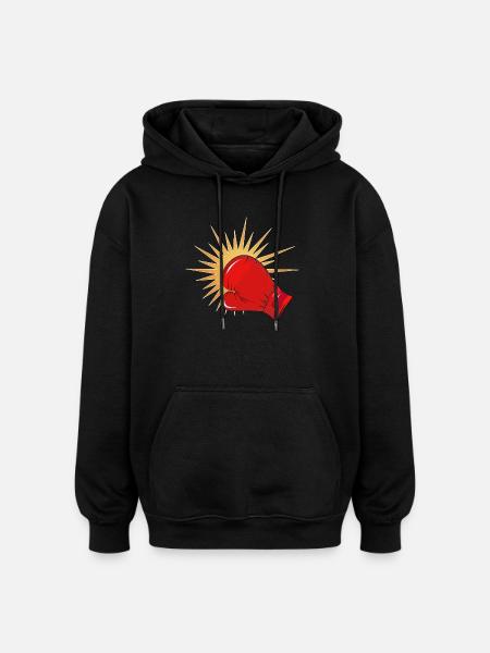 Roter Boxhandschuh mit Schlag-Effekt - Oversized Unisex Hoodie - Schwarz