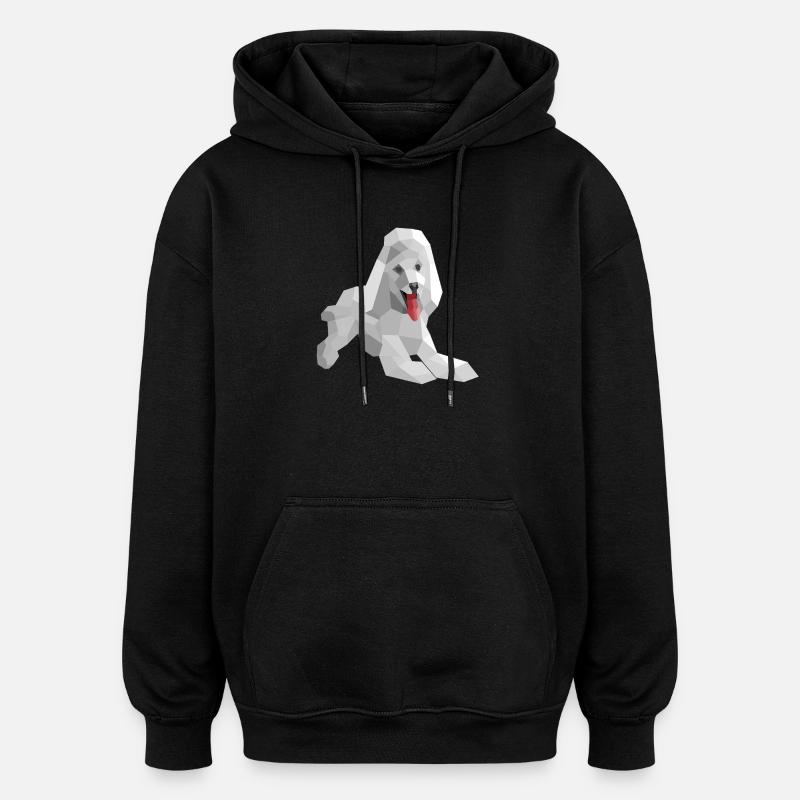 Eleganter Low-Poly-Pudel - Oversized Unisex Hoodie - Schwarz