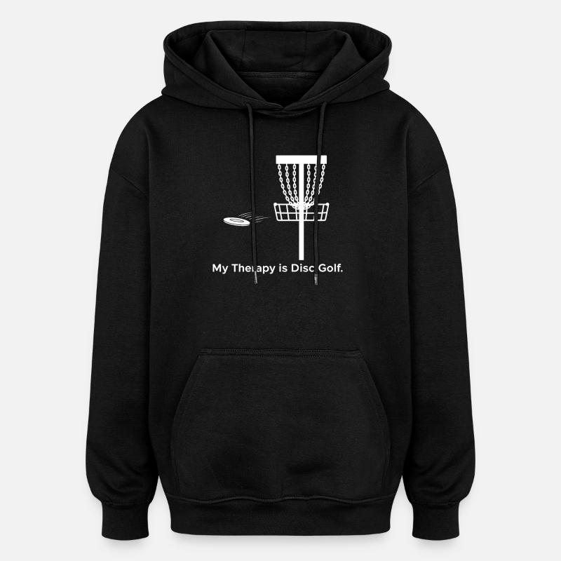 My Therapy is Disc Golf - Oversized Unisex Hoodie - black