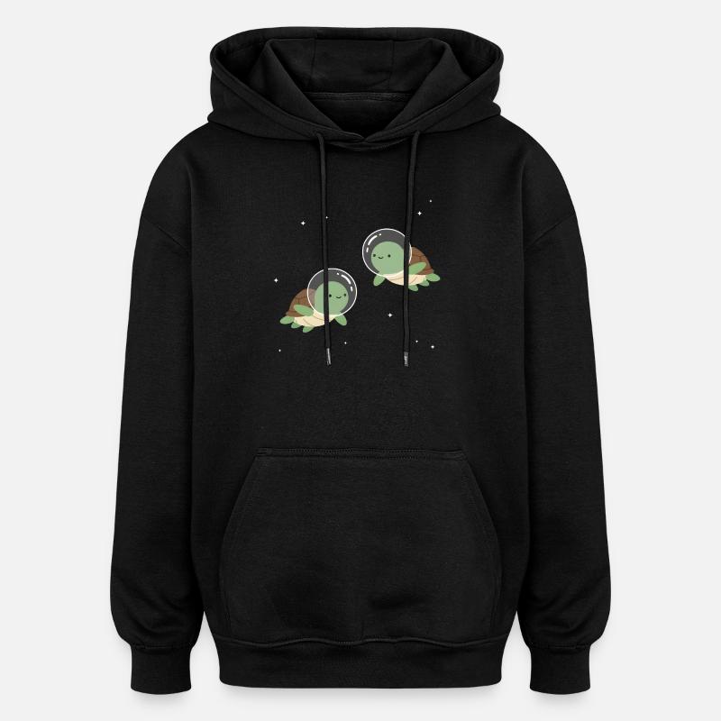 Tortues de l’espace mignonnes - Sweat à capuche oversize unisexe - noir