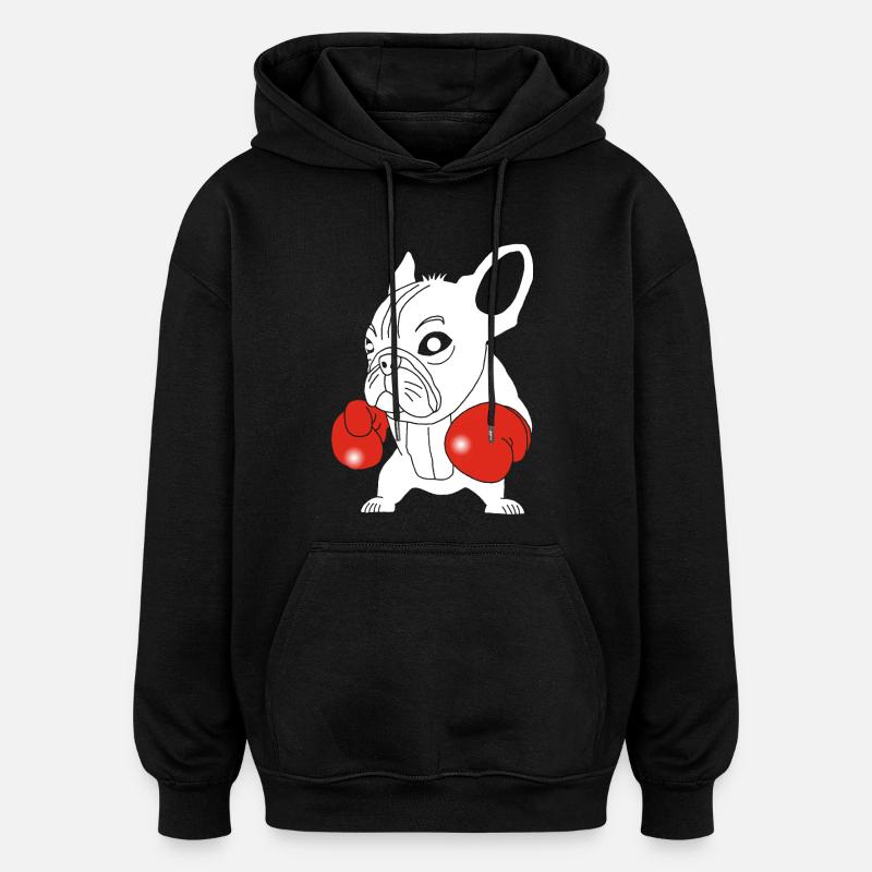 Chien blanc boxeur - Sweat à capuche oversize unisexe - noir