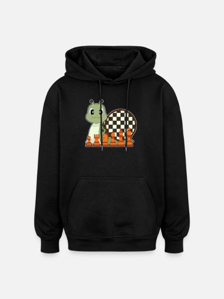 Snail Chessboard Chess Board Game - Oversized Unisex Hoodie - black