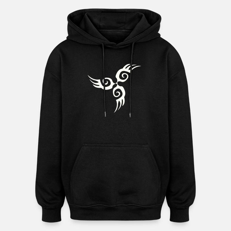 Tatouage de silhouette d’aile tribale - Sweat à capuche oversize unisexe - noir