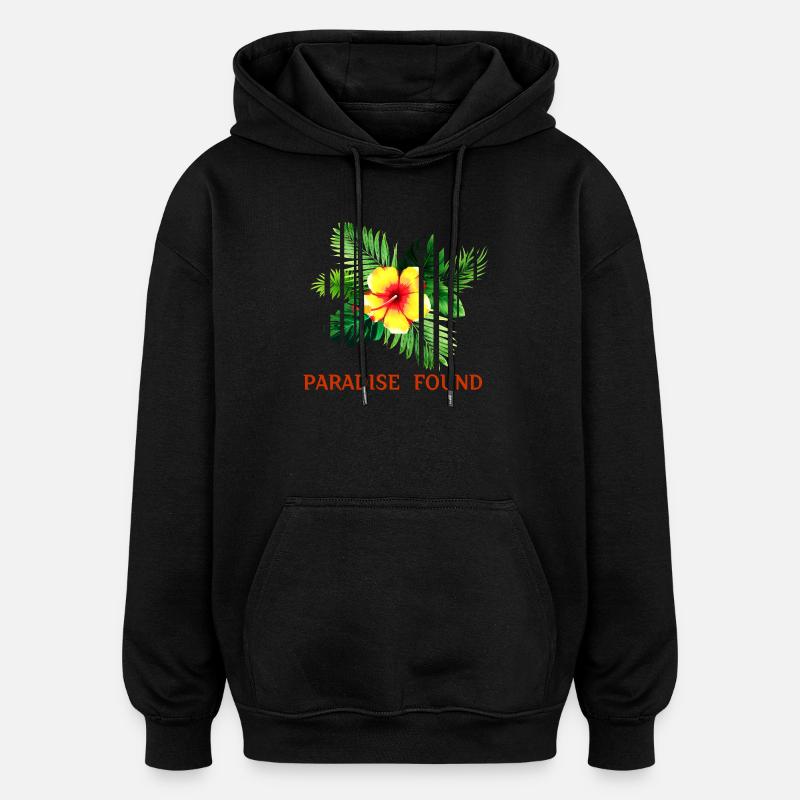 Hibiscus Tropical Paradis Trouvé - Sweat à capuche oversize unisexe - noir