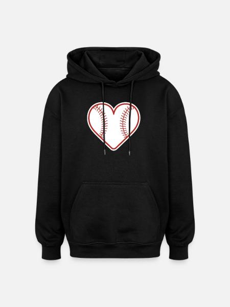 Baseball Heart Design Love Baseball - Oversized Unisex Hoodie - black