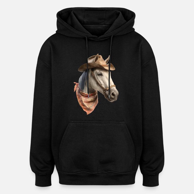 Perd Cowboy - Sweat à capuche oversize unisexe - noir