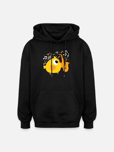 Chicken Saxophone Saxophonist Chicken - Oversized Unisex Hoodie - black