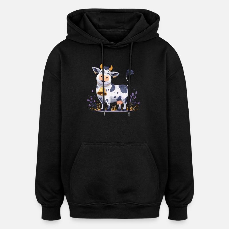 Vache drôle avec la clochette - Sweat à capuche oversize unisexe - noir