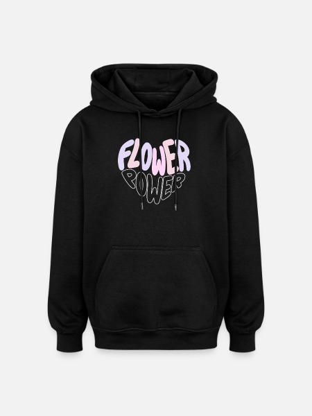 Pastel Flower Power Retro - Oversized Unisex Hoodie - black