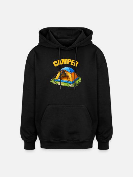 Zelt Abenteuer Cartoon - Oversized Unisex Hoodie - Schwarz