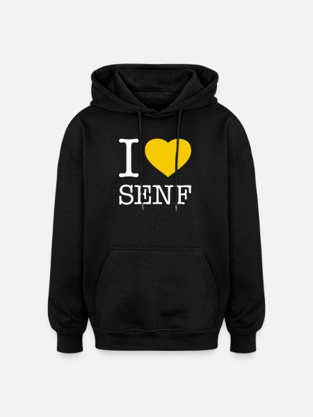J’adore la moutarde - Sweat à capuche oversize unisexe - noir