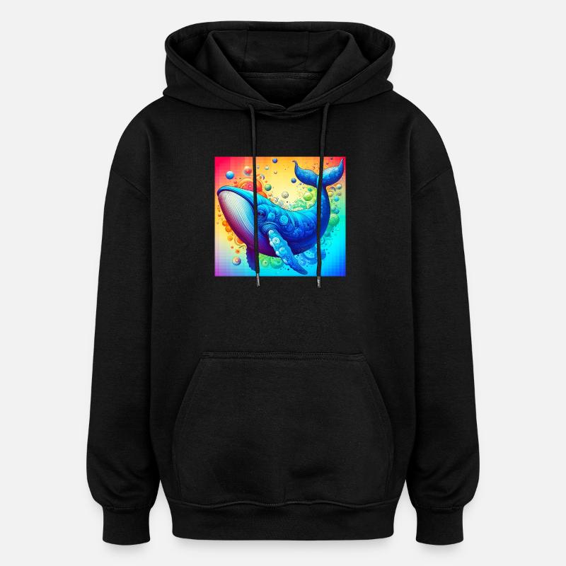 Wal - Oversized Unisex Hoodie - Schwarz