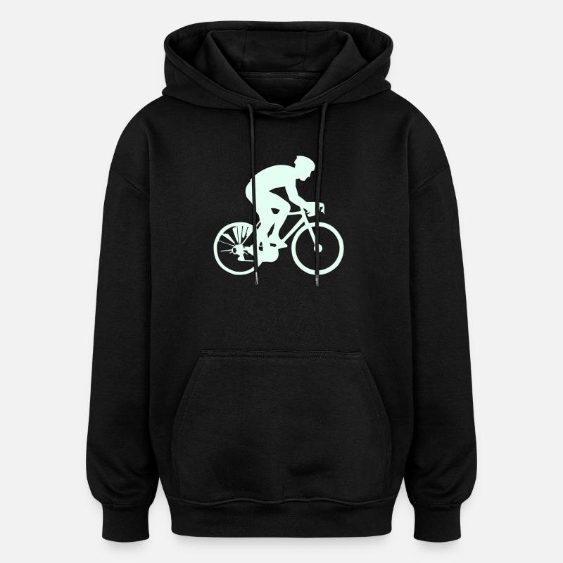 Cyclist Silhouette Mint - Oversized Unisex Hoodie - black