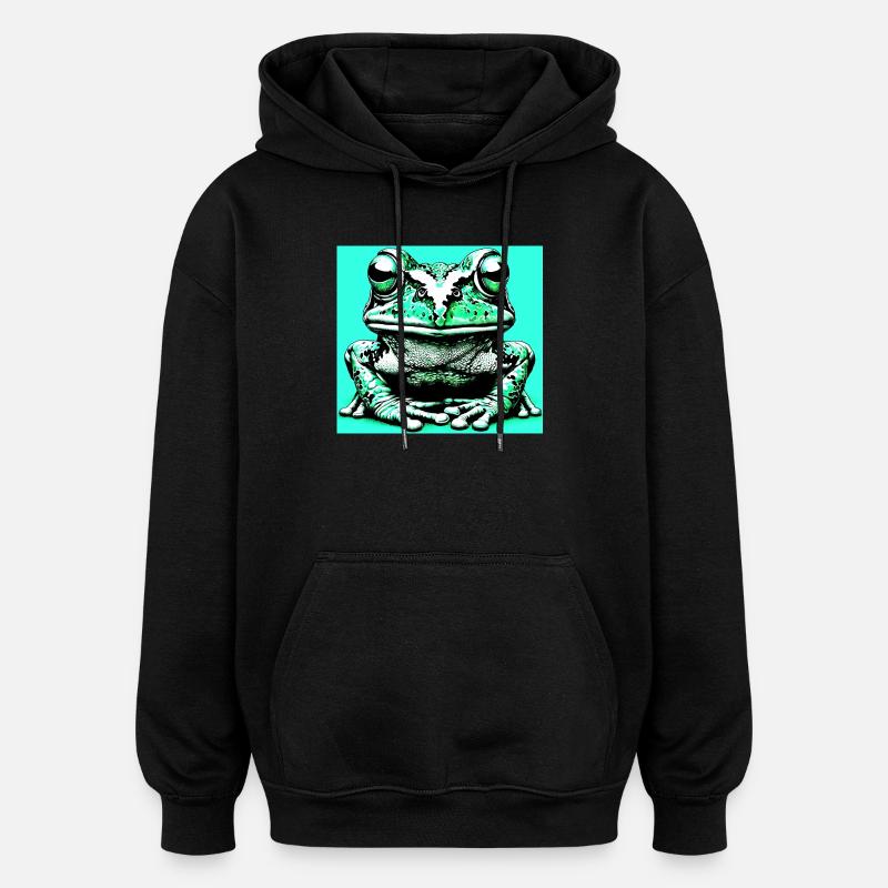 grenouille - Sweat à capuche oversize unisexe - noir