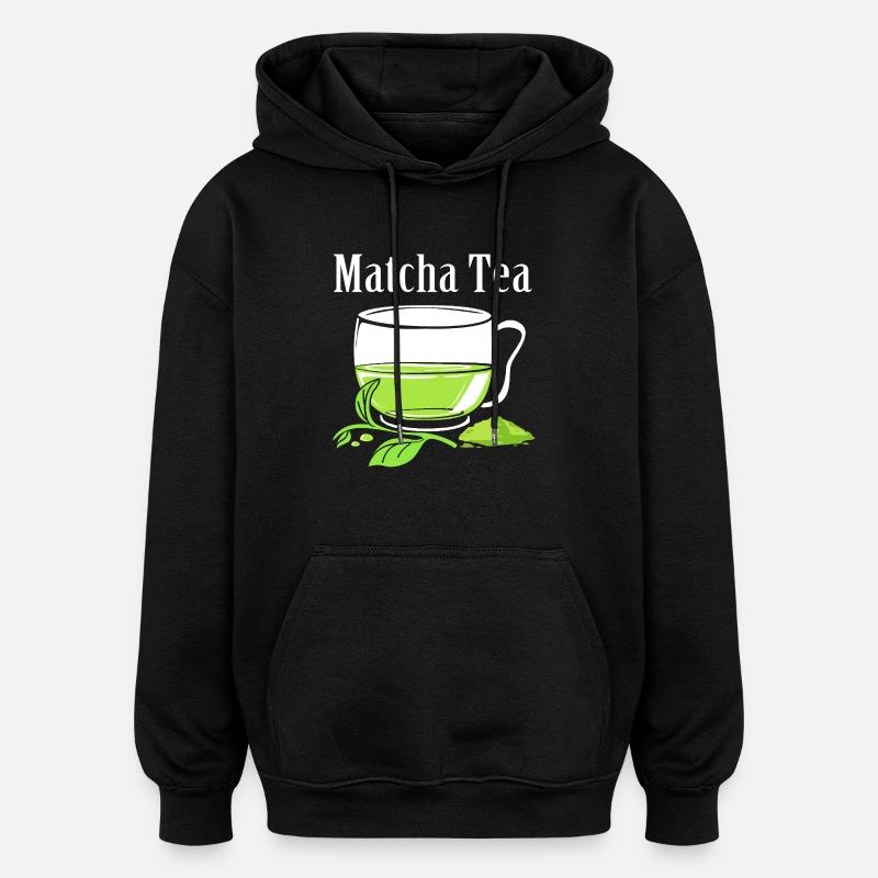 Thé Matcha - Sweat à capuche oversize unisexe - noir