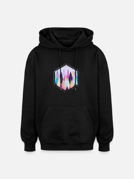 Hipster triangles (geometry) Abstract Mountains - Oversized Unisex Hoodie - black