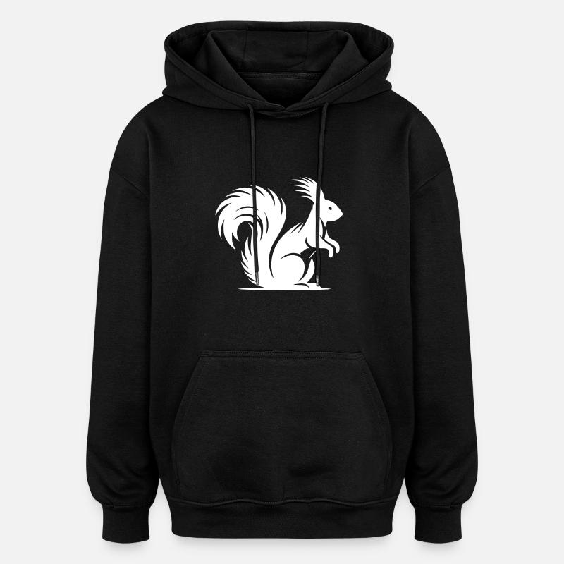 Putziges Eichhörnchen mit buschigem Schwanz - Oversized Unisex Hoodie - Schwarz