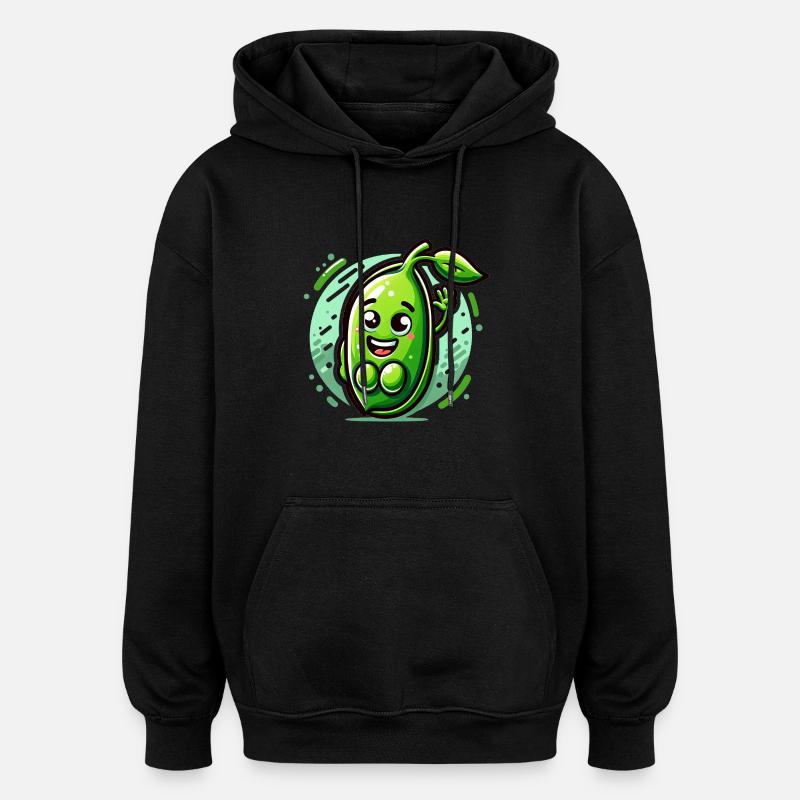 Erbsenpower mit einem Lächeln - Oversized Unisex Hoodie - Schwarz