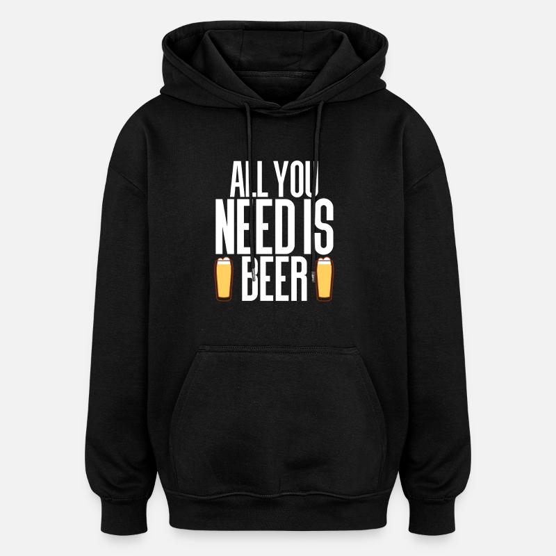 Bier - Oversized Unisex Hoodie - Schwarz