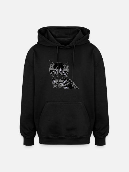 Katze Cat Katzengesicht - Oversized Unisex Hoodie - Schwarz