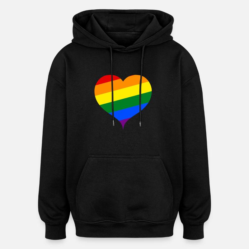 LGBT PRIDE coeur - Sweat à capuche oversize unisexe - noir