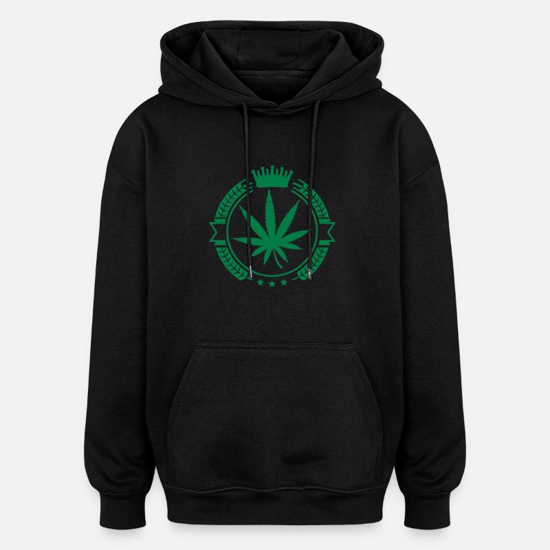 hemp_leaf_au1 - Sweat à capuche oversize unisexe - noir