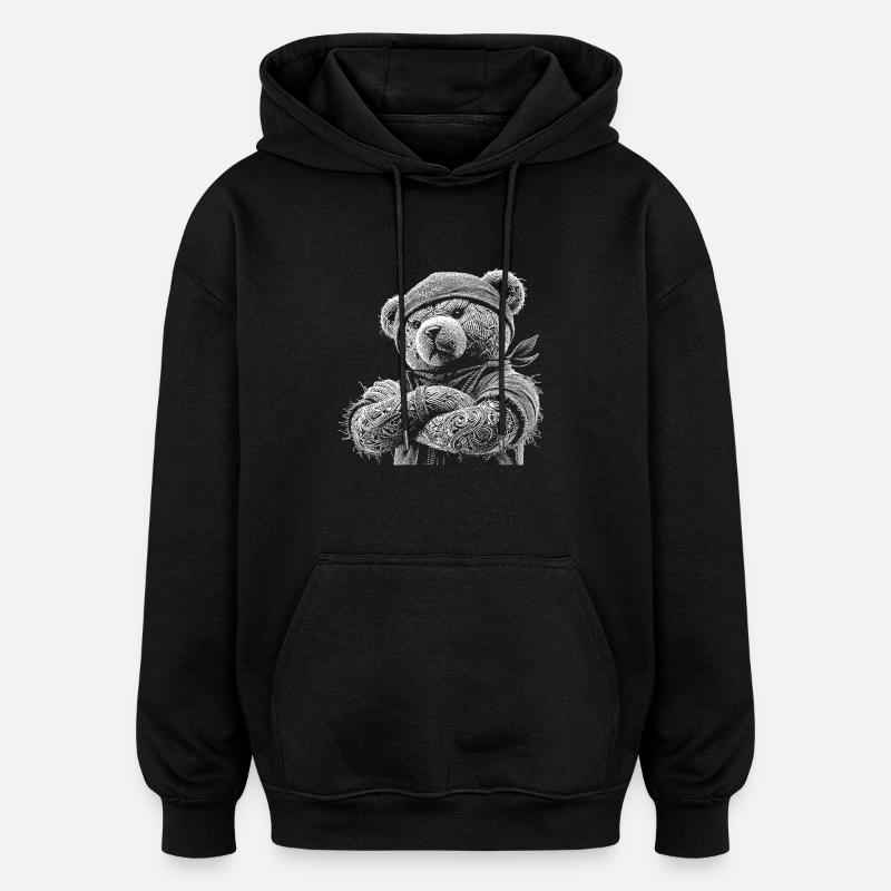 Teddybär - Oversized Unisex Hoodie - Schwarz