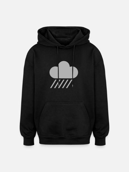 weather symbol - cloud & rain - Oversized Unisex Hoodie - black