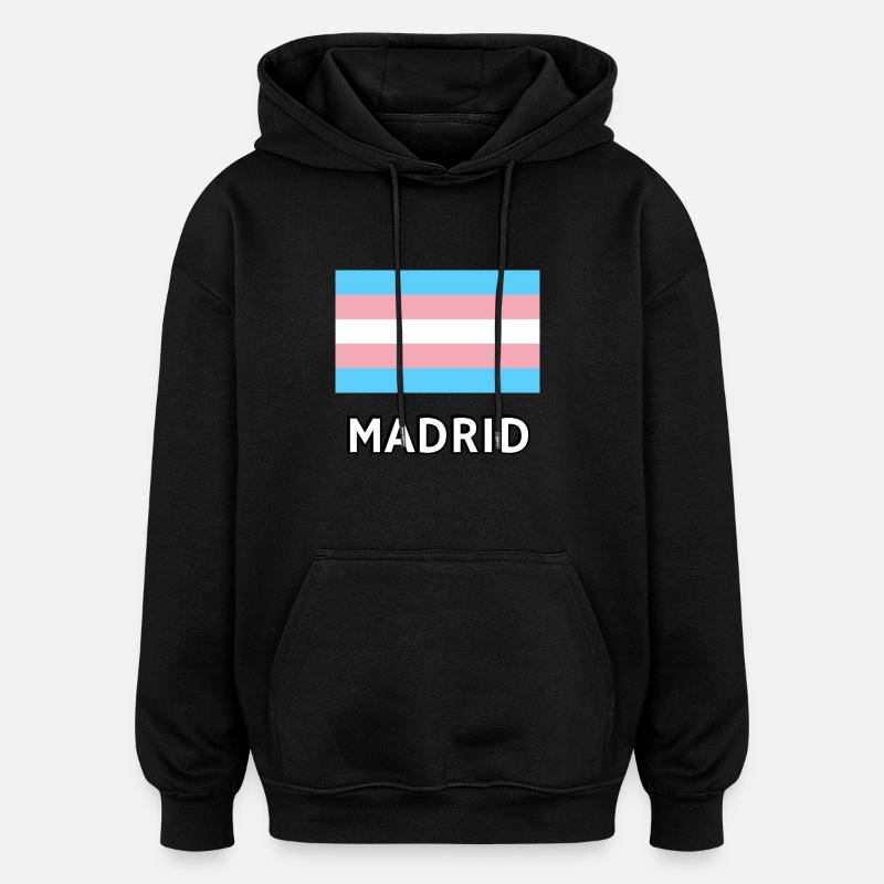 Drapeau Trans Pride Madrid - Sweat à capuche oversize unisexe - noir