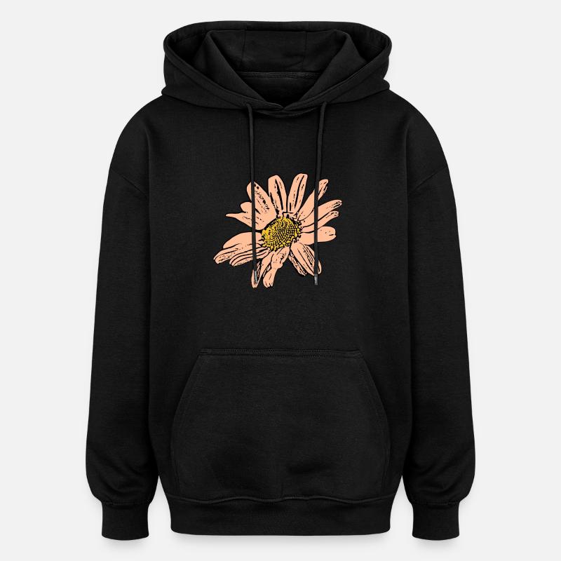 Fleur Pastel Fleurs Fleurs Pastel - Sweat à capuche oversize unisexe - noir